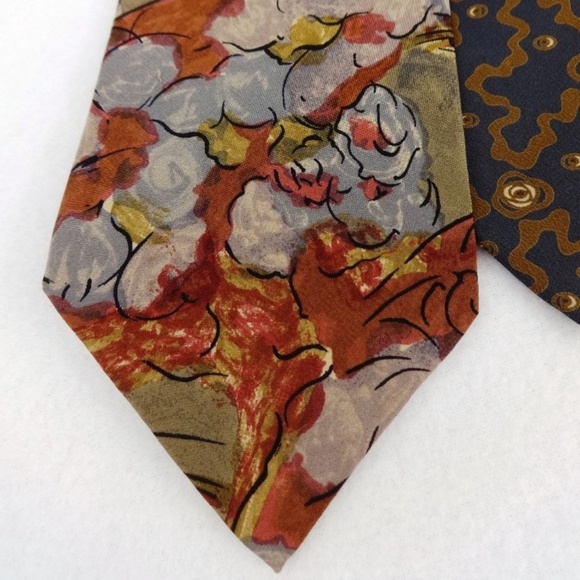 Giorgio Armani 2 Silk Ties Vintage Rust Brown face - Picture 5 of 8